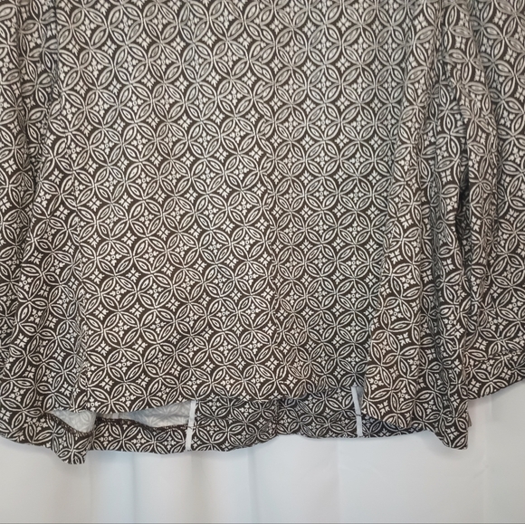 Talbots 20W Swing Jacket Single Button Cropped Stamp Pattern Olive Brown Canvas - Picture 7 of 14